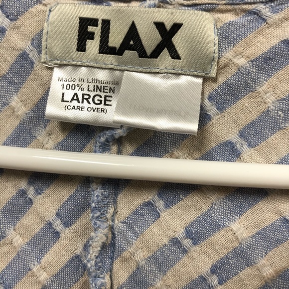 Flax Linen Striped Short Sleeve Tunic with Pockets - Picture 5 of 5